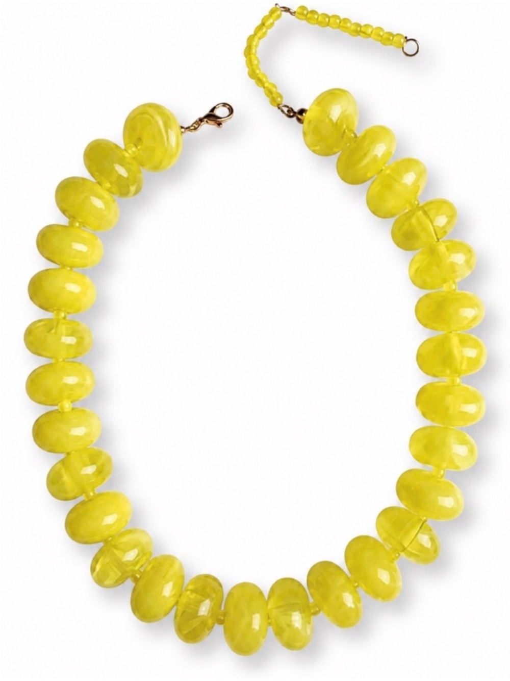 New! Yellow Marbled Chunky Beaded Dopamine Necklace (2001) NWOT